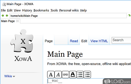 User interface - Screenshot of XOWA