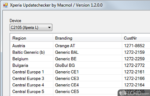 Screenshot of Xperia Updatechecker - User interface