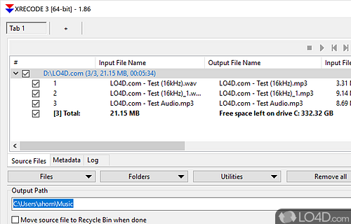 Converts various audio files from one format to another, ensuring high processing speed - Screenshot of xrecode III