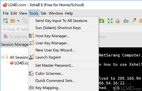 GUI with advanced features for SSH and other remote connections - Screenshot of Xshell Free