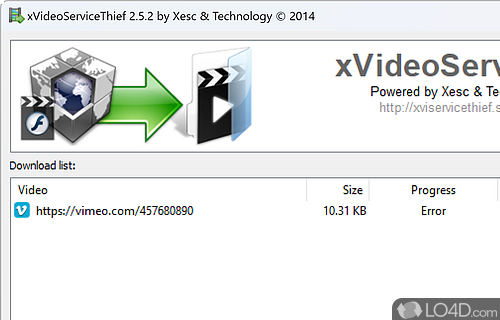 User interface - Screenshot of xVideoServiceThief