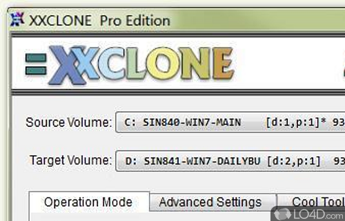 Screenshot of XXCLONE - Duplicate system volume to a bootable copy, so that boot the system from another location should the original drive be damaged