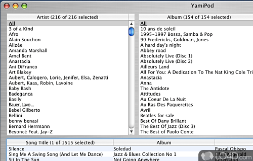 Screenshot of YamiPod for Windows - Freeware app to efficiently manage iPod