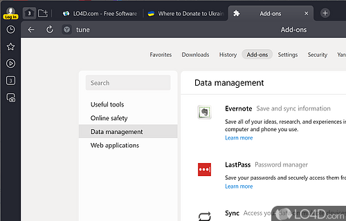 Sync data - Screenshot of Yandex.Browser