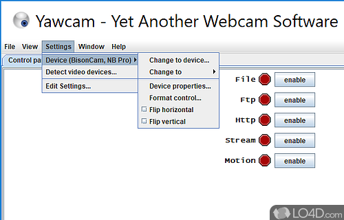 Surveillance and webcam recording with motion detection - Screenshot of Yawcam
