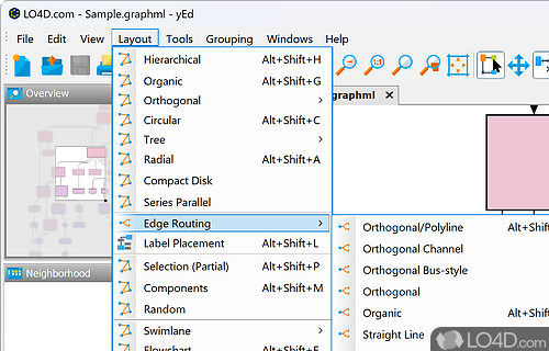 Automatic layout algorithms - Screenshot of yEd Graph Editor