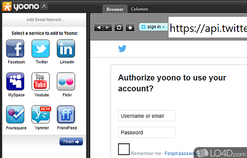 Manage and monitor multiple services (e - Screenshot of Yoono Desktop