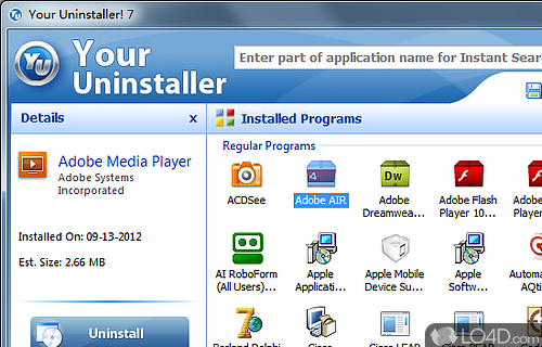 Screenshot of Your Uninstaller! - Uninstall programs, delete registry entries, create system restore points