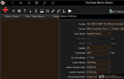 Manage YouTube videos - Screenshot of YouTube Movie Maker