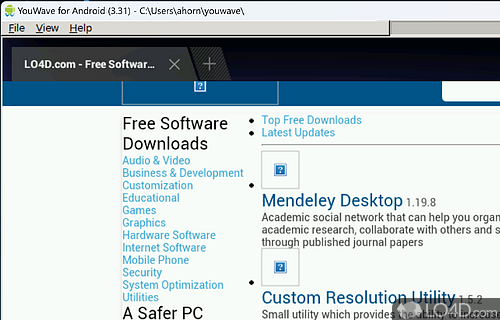 User friendly interface that accommodates most of the Android ICS features - Screenshot of YouWave