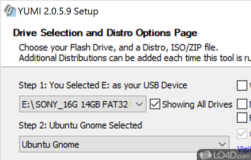 Make a bootable USB drive - Screenshot of YUMI