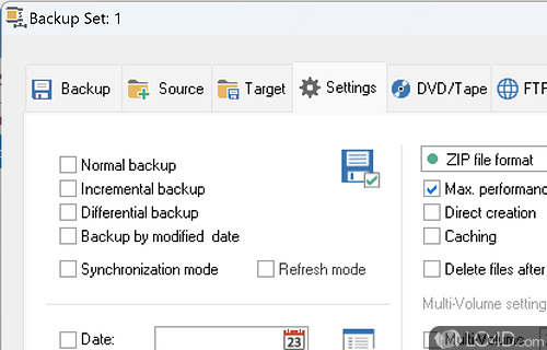 User interface - Screenshot of Z-DBackup