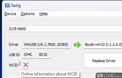 Install generic USB drivers - Screenshot of Zadig