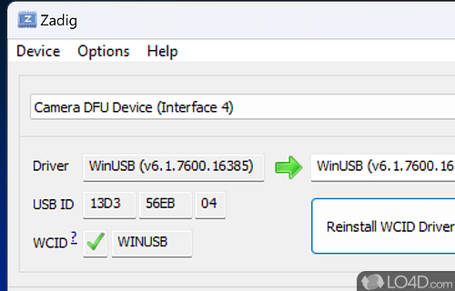 Install generic USB drivers on computer in a quick, manner - Screenshot of Zadig
