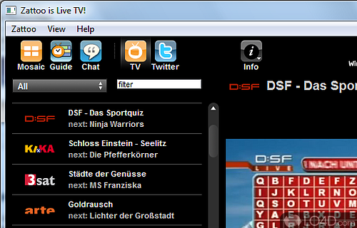 Screenshot of Zattoo - Watch TV channels directly from computer, create a list with ones