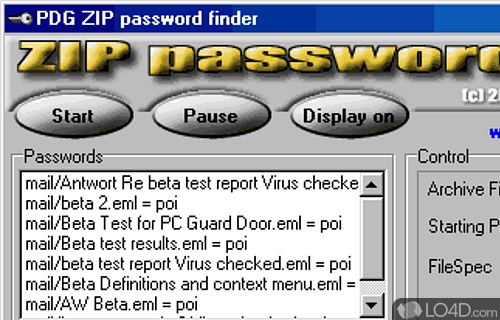 Screenshot of ZIP Password Finder - Piece of software which enables people to find their lost