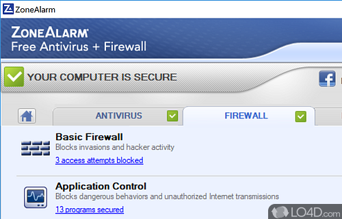 Simple to use program - Screenshot of ZoneAlarm Free Antivirus