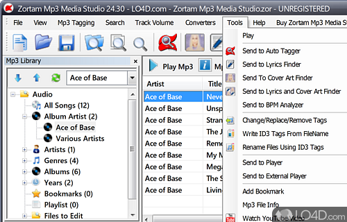 All-in-one software for managing your MP3 collection and editing song tags - Screenshot of Zortam Mp3 Media Studio