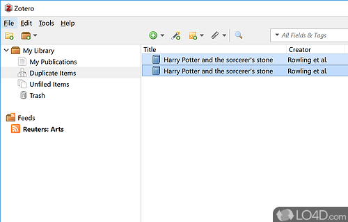 Functional interface - Screenshot of Zotero