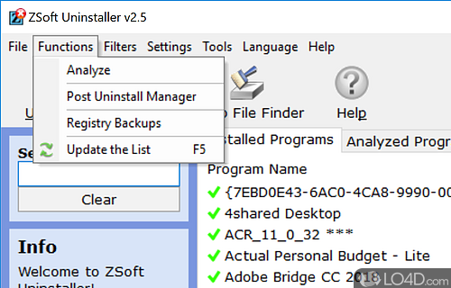 Temporary file remover - Screenshot of ZSoft Uninstaller