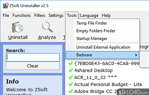 User interface - Screenshot of ZSoft Uninstaller