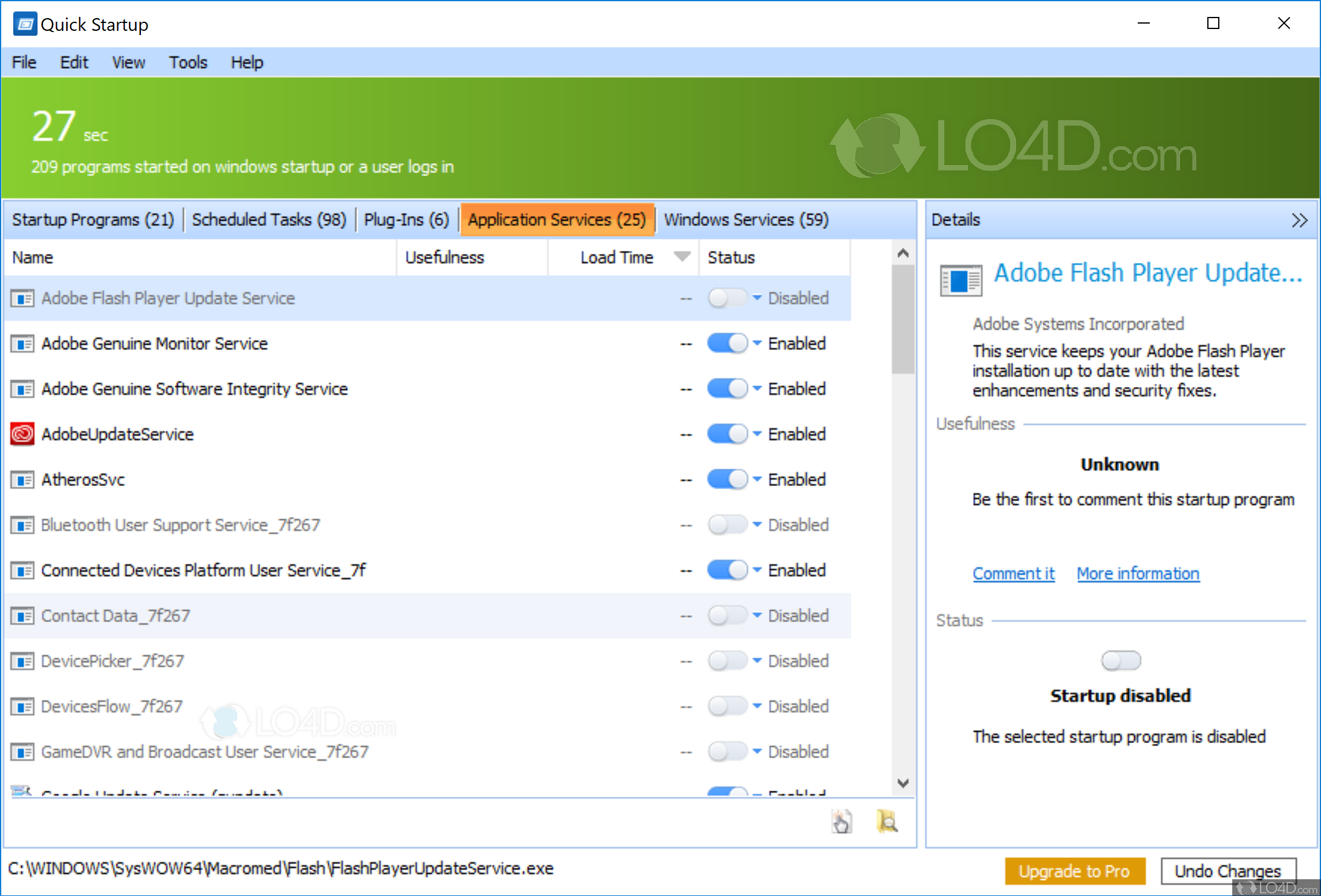 Quick startup download