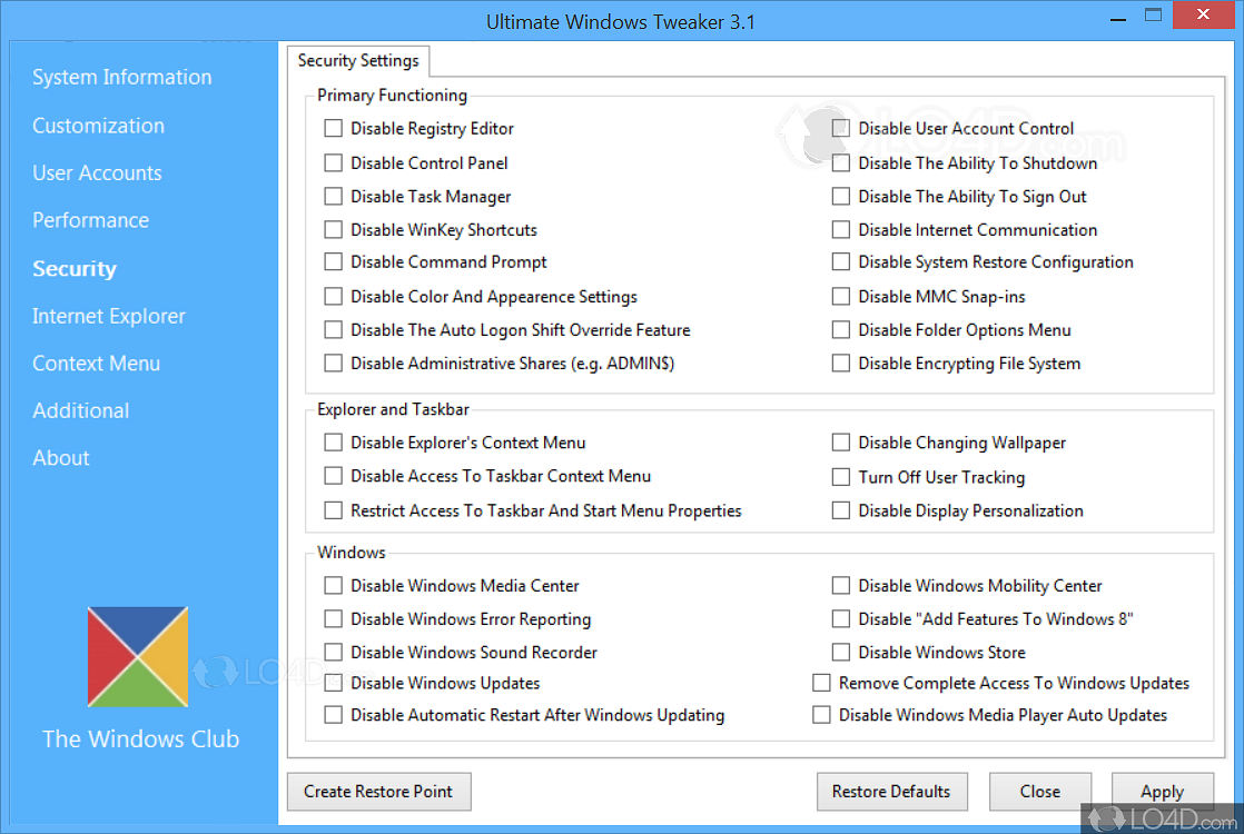 Ultimate Windows Tweaker 5.1 for windows download free