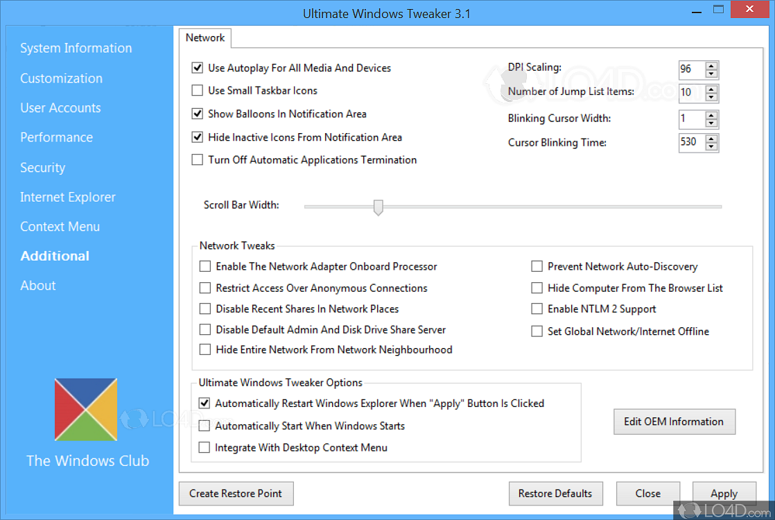 Ultimate Windows Tweaker 5.1 free downloads